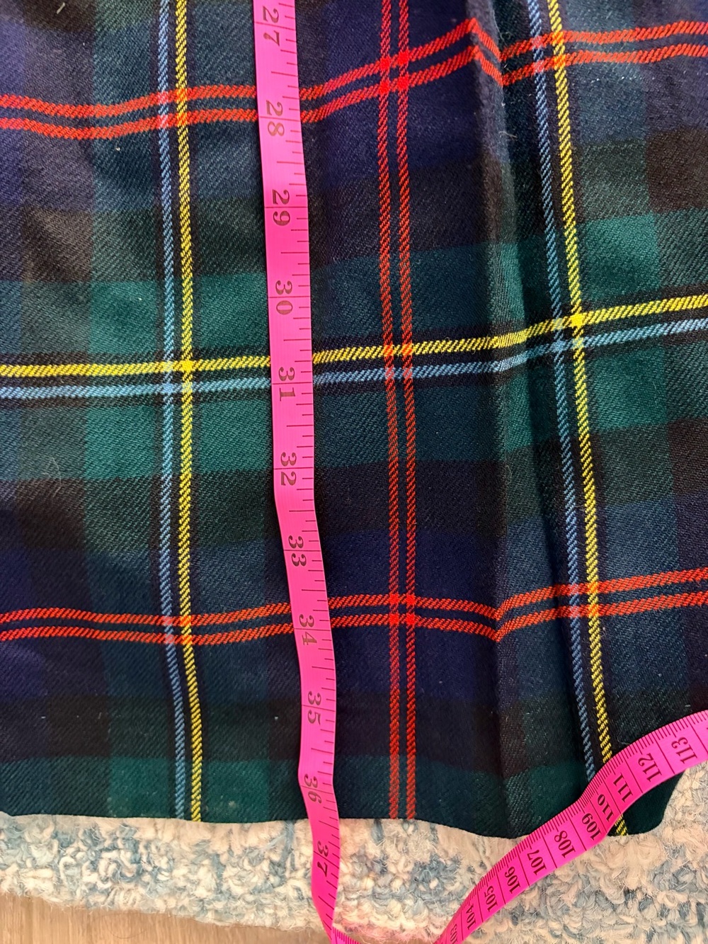 Vintage Ralph Lauren Tartan Plaid Maxi Pleated Skirt in Navy, Green, Red, Yellow - Picture 7 of 9